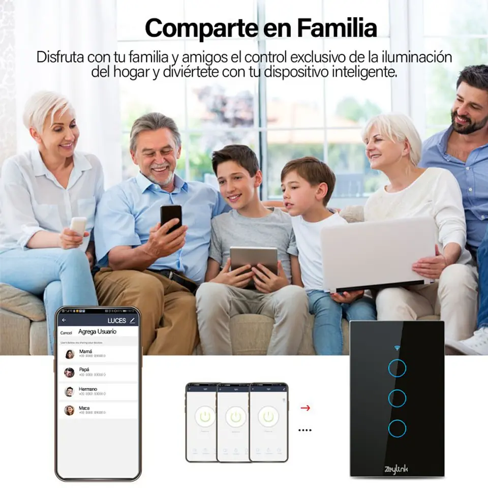Interruptor Inteligente De Pared Wifi Triple 3Ch Con Neutro Tactil 8
