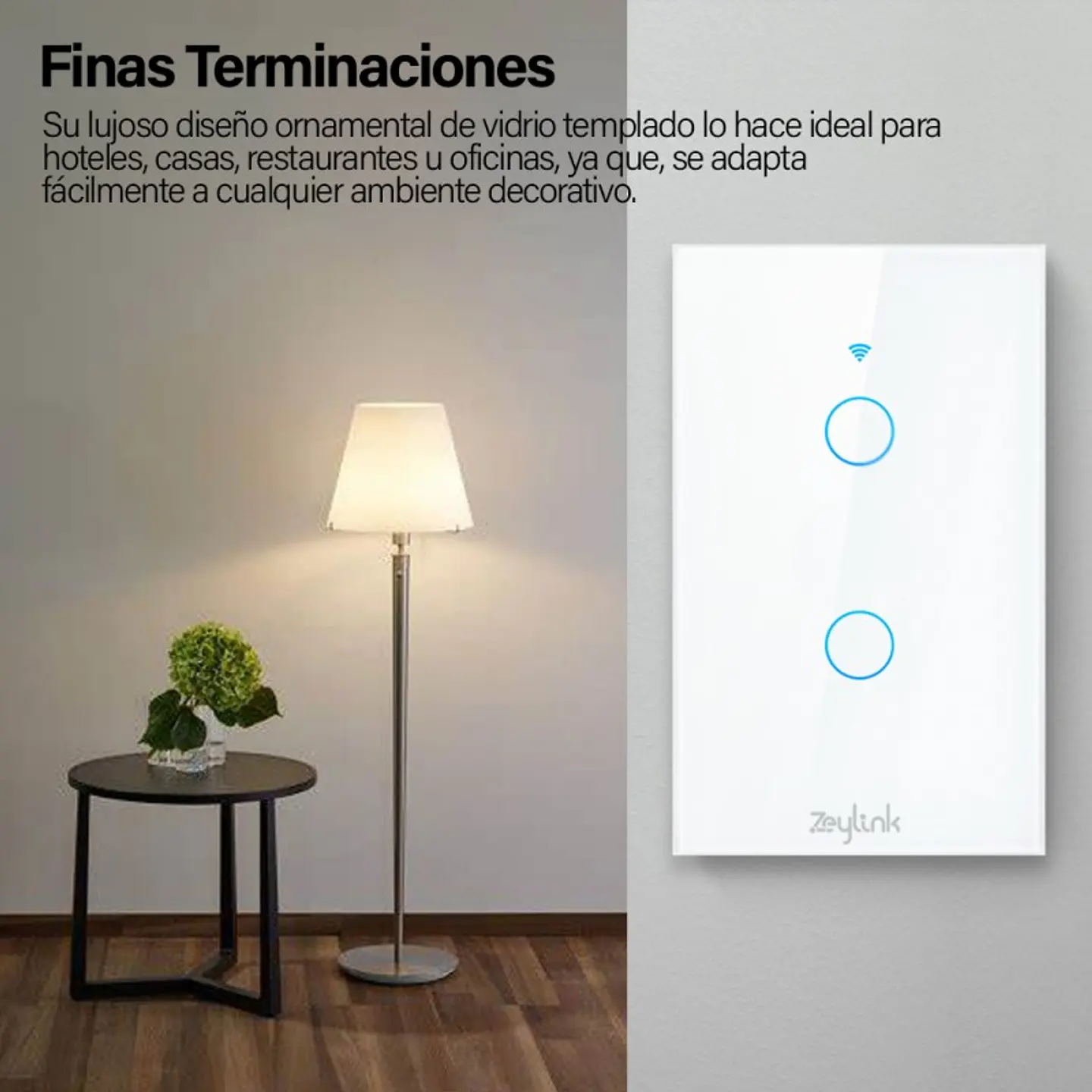 Interruptor Inteligente Hibrido Sin/Con Neutro Wifi Doble Blanco ZLK 7