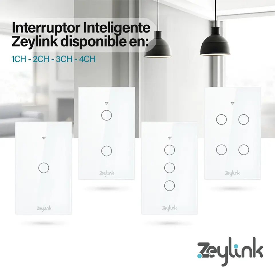 Interruptor Inteligente Hibrido Sin/Con Neutro Wifi Doble Blanco ZLK 9