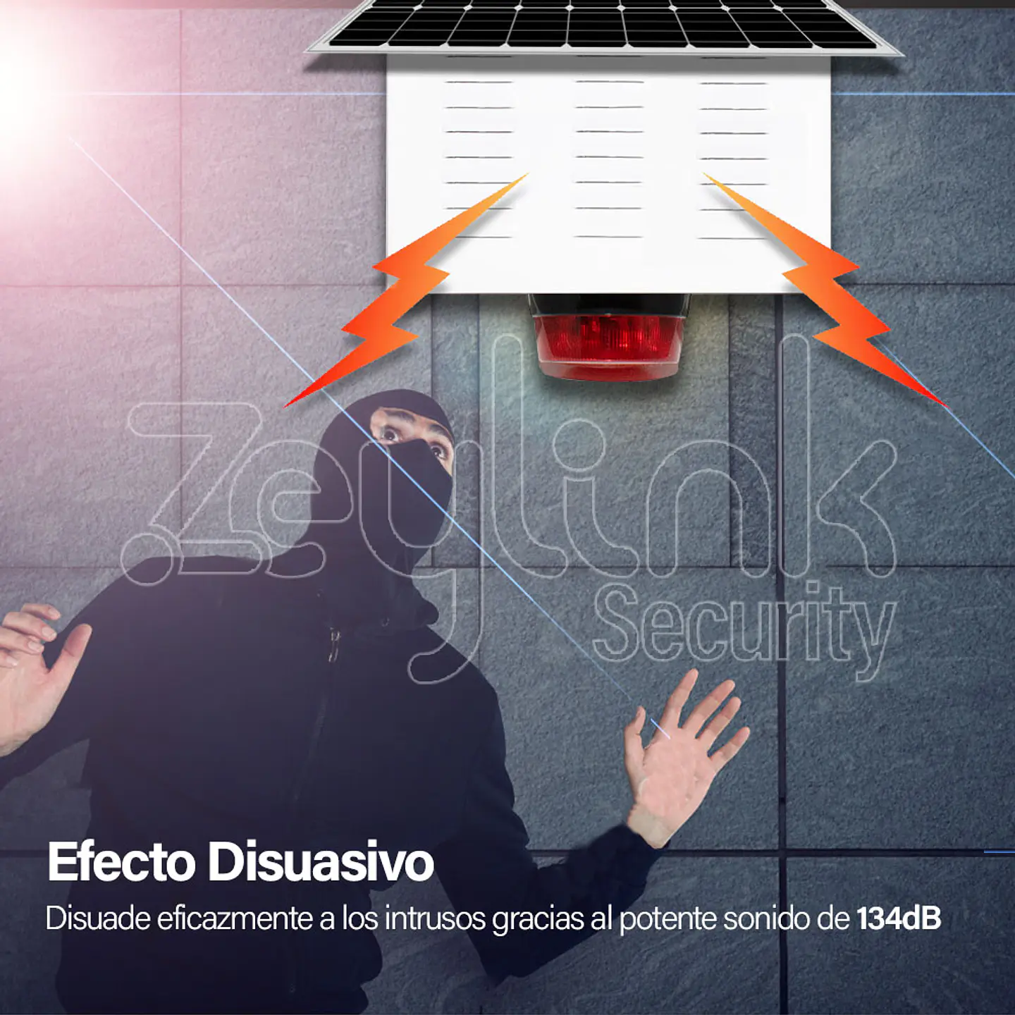 Sirena Solar Inalambrica 60w Ultra Potente Autonoma Para Alarma 4g gsm 2