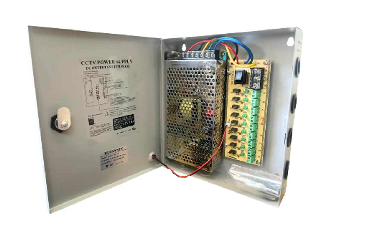 Fuente Poder Centralizada 12V 10A 9CH Cctv Para Camaras Con Gabinete 1