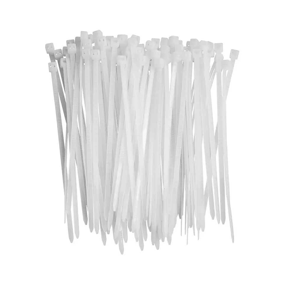 Amarras Plasticas 2.5x100mm 100 Unidades Blanco Alta Resistencia Autobloqueable Para Cableado 1