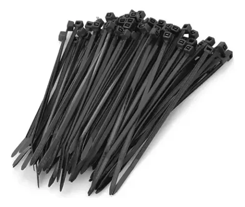 Amarras Plasticas 2.5x100mm 100 Unidades Negro Alta Resistencia Autobloqueable Para Cableado