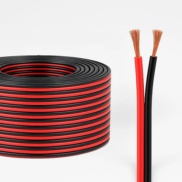 Cable Parlante 18 AWG 2x1 Paralelo Rojo Negro 100 Metros Audio Alta Potencia Polarizado 2