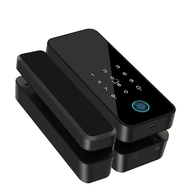 Cerradura Inteligente Puerta Vidrio 10-12mm WiFi Huella Facial 3D Tarjeta Control Acceso Cristal Mampara