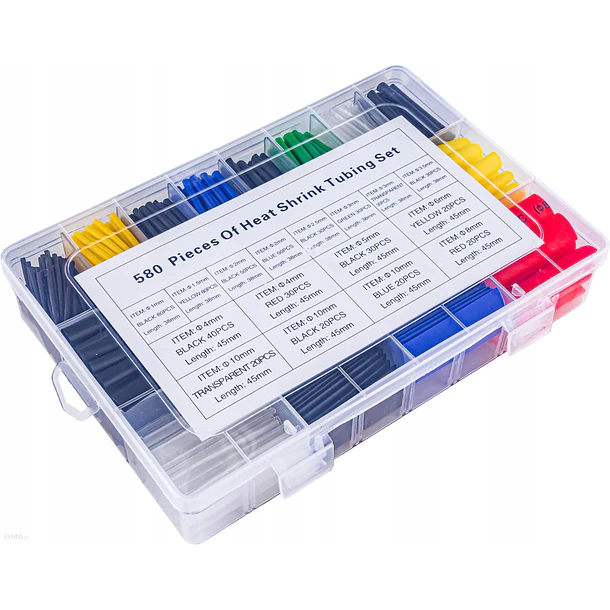 Termoretractil Para Cables Encogible Kit 580 Manga Aislante Tubo 8 Medidas Multicolor