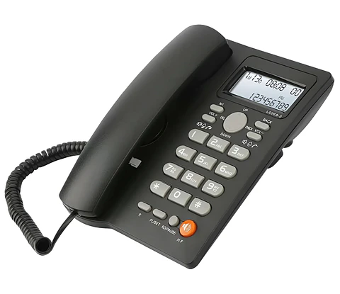 Telefono Fijo Sobremesa Negro Manos Libres Pantalla LCD Identificacion Llamada y Anexos Oficina Negocio