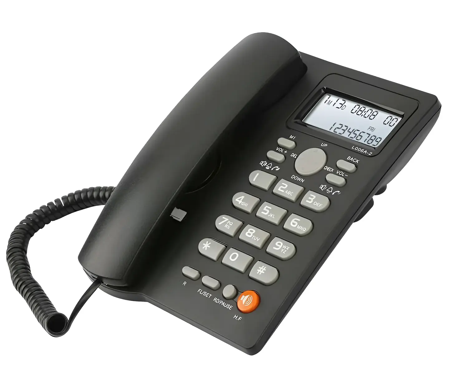 Telefono Fijo Sobremesa Negro Manos Libres Pantalla LCD Identificacion Llamada y Anexos Oficina Negocio 1