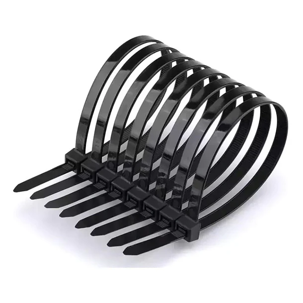 Amarras Plasticas 2.5x200mm 100 Unidades Negro Alta Resistencia Autobloqueable Para Instalacion