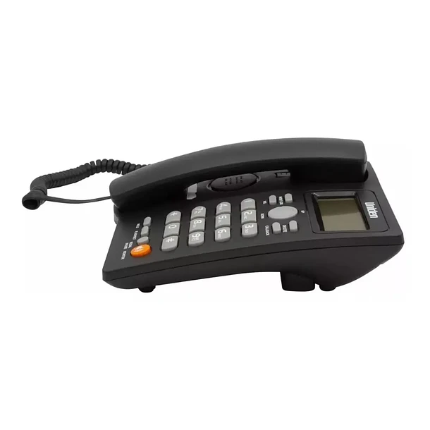 Telefono Fijo Sobremesa Negro Manos Libres Pantalla LCD Identificacion Llamada y Anexos Oficina Negocio