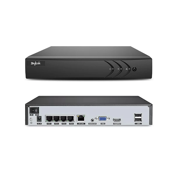 NVR PoE 4K 8MP 4 Canales Grabador CCTV IP Onvif Soporta 1 HDD Seguridad ZLK