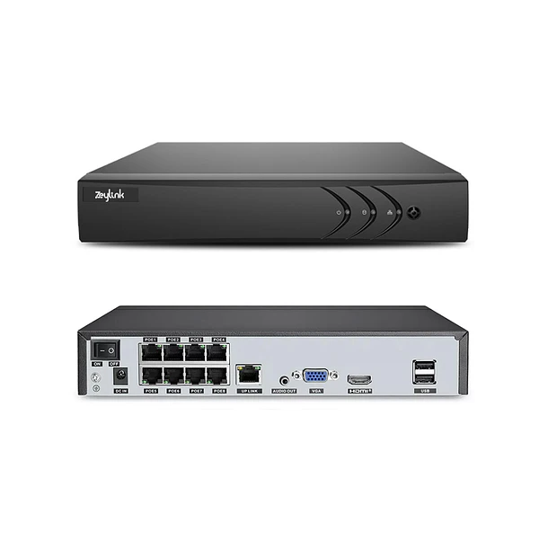 NVR PoE 4K 8MP 8 Canales Grabador CCTV IP Onvif Soporta 1 HDD Seguridad ZLK