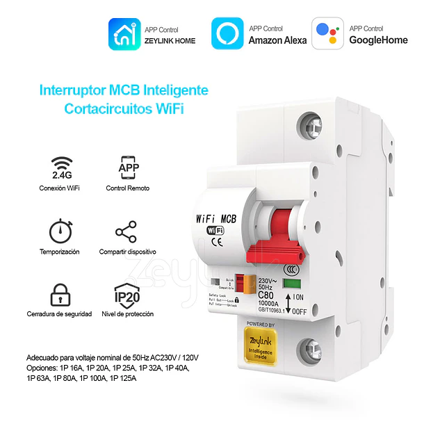 Interruptor Automático WiFi 1P x 32A 230V Con Medidor Energía Eléctrica App Movil 3