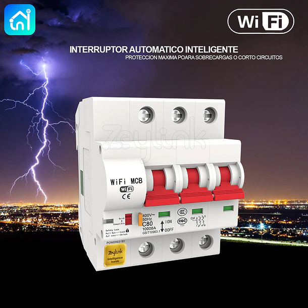 Interruptor Automatico Trifasico WiFi 3P x 63A 400V + Medidor Energía App Movil 4