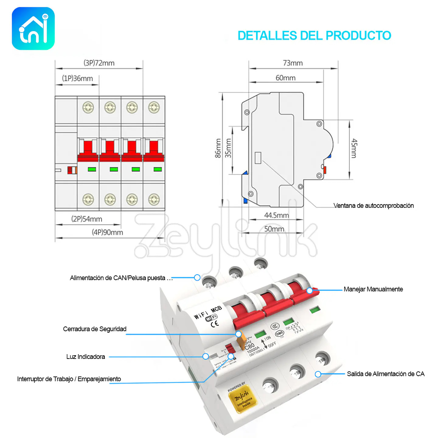 Interruptor Automatico Trifasico WiFi 3P x 63A 400V + Medidor Energía App Movil 9