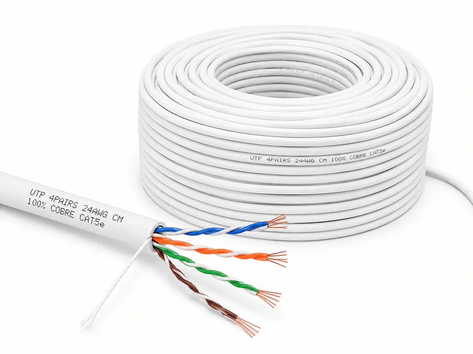 Cable Red UTP Cat5e 100 Metros LAN Internet 24AWG 4 Pares Alta Velocidad Conductor Unifilar 1