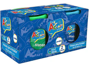 Masa Para Modelar  2 Colores Verde Azul Art And Craft