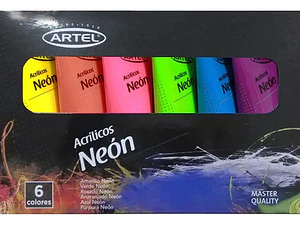 Set 6 Pinturas Acrilicas Neon 22ml. Artel (6 Colores