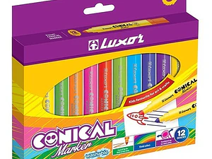 Marcador 12 Colores Punta Conica Lavable