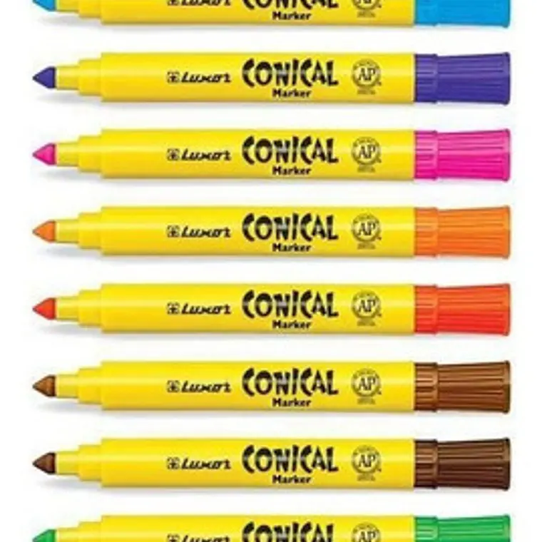 Marcador 12 Colores Punta Conica Lavable 2