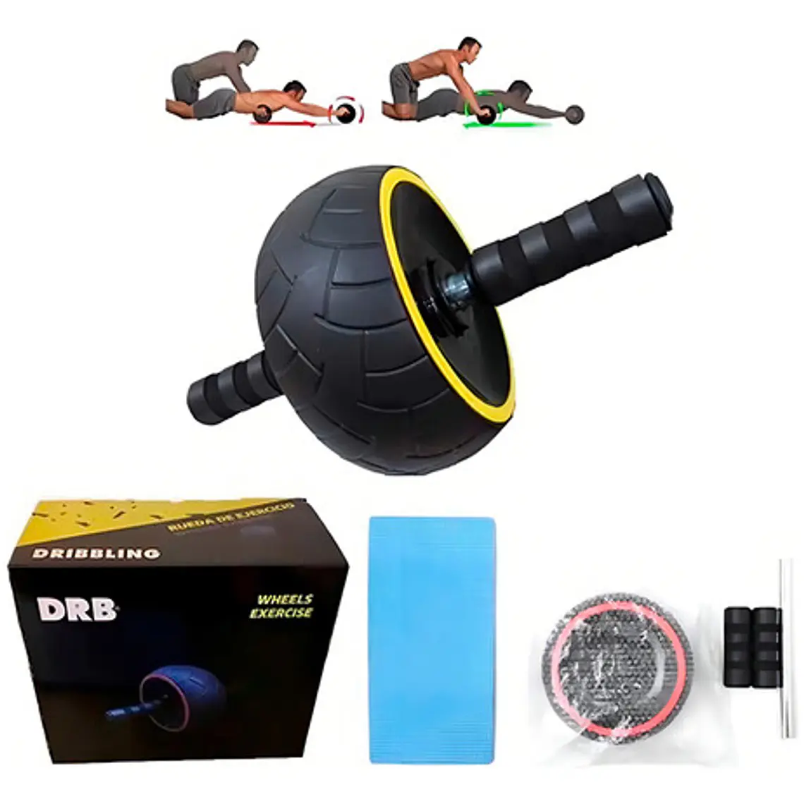 Rueda Abdominal Ejercicio Profesional Drb® + Mat Rodillas 2