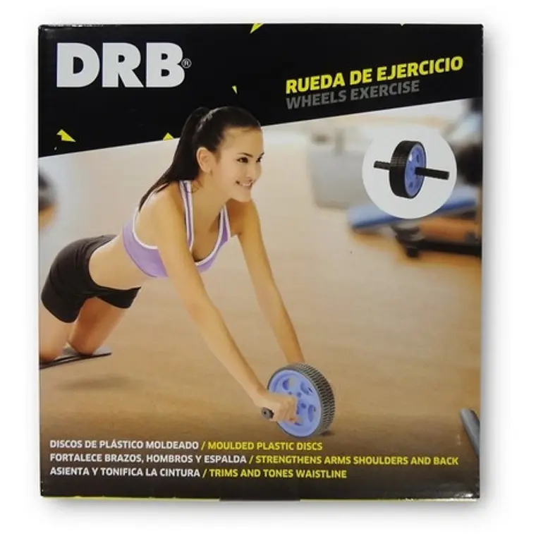 Rueda Abdominal Drb® Profesional + Mat Para Rodillas Negro/azul 2