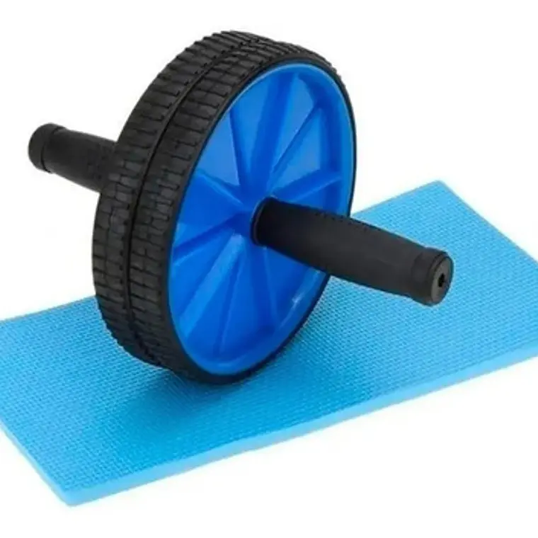 Rueda Abdominal Drb® Profesional + Mat Para Rodillas Negro/azul 3
