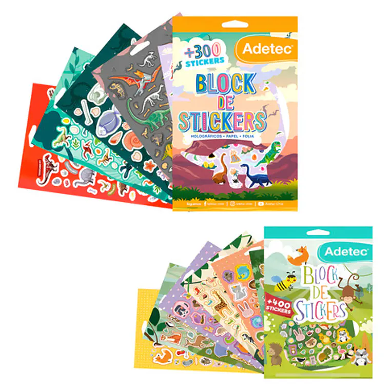 Set 2 Block De Stickers  Animales Y Dinosaurios Adetec 1