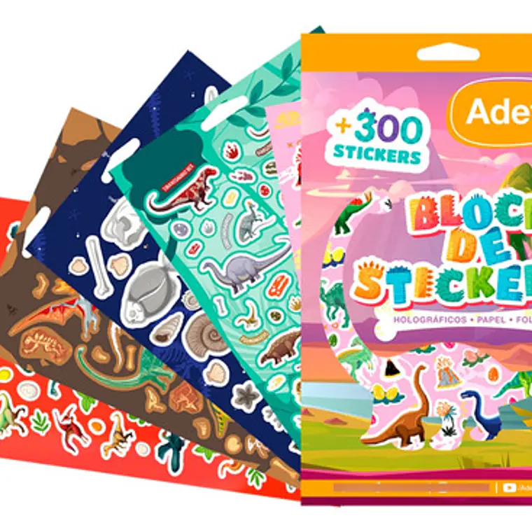 Set 2 Block De Stickers  Animales Y Dinosaurios Adetec 2