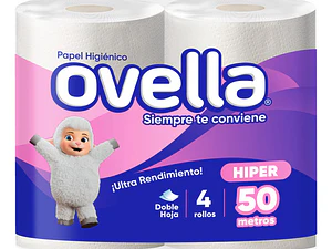 Papel Higiénico Ovella Doble Hoja 4 Rollos De 50 Mts