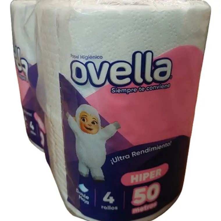 Papel Higiénico Ovella Doble Hoja 4 Rollos De 50 Mts 2