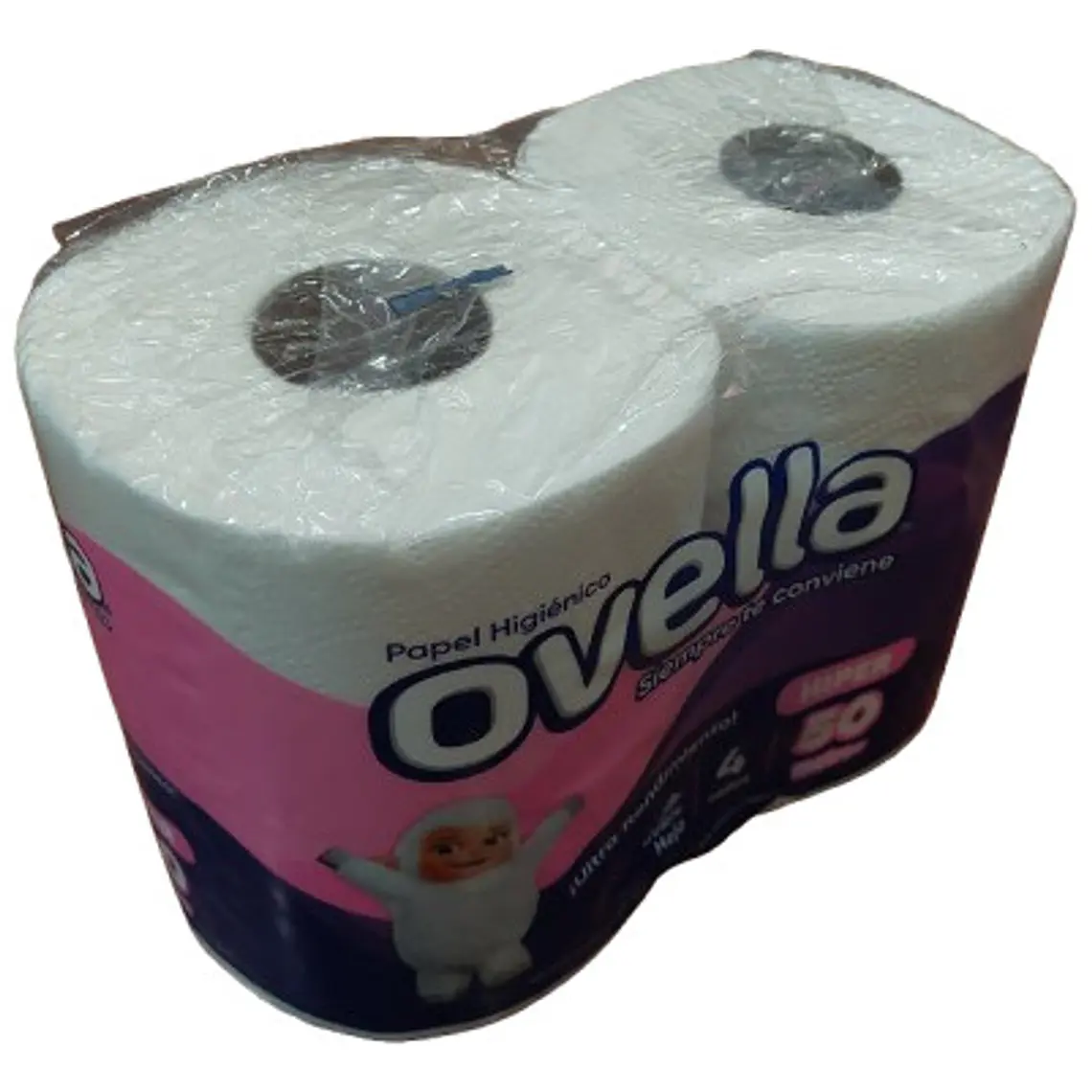 Papel Higiénico Ovella Doble Hoja 4 Rollos De 50 Mts 3