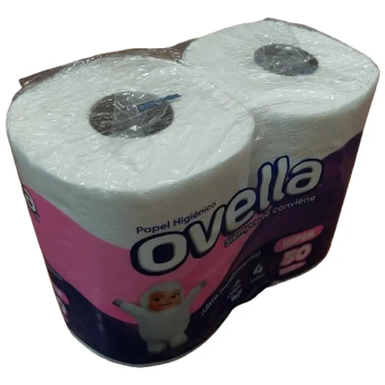 Papel Higiénico Ovella Doble Hoja 4 Rollos De 50 Mts 3