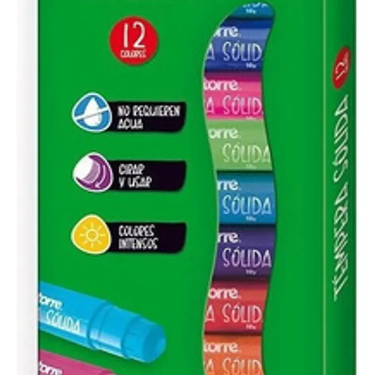 Tempera Solida 12 Colores Torre 1
