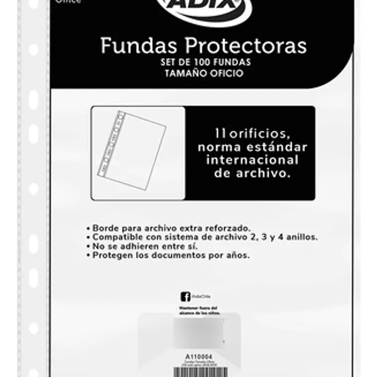Fundas Protectoras Plasticas Transparente Oficio 100 Un Adix 1