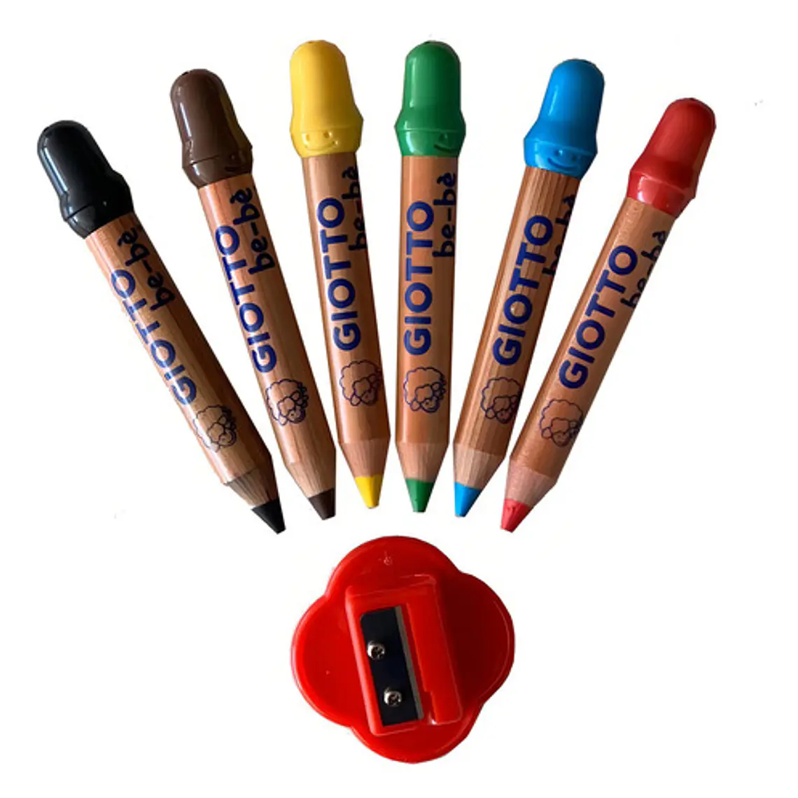 Lápices Giotto Be-be 6 Colores + Sacapuntas 7