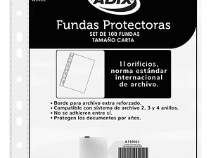 Funda Protectora Transparente Carta 100 Unidades - Adix
