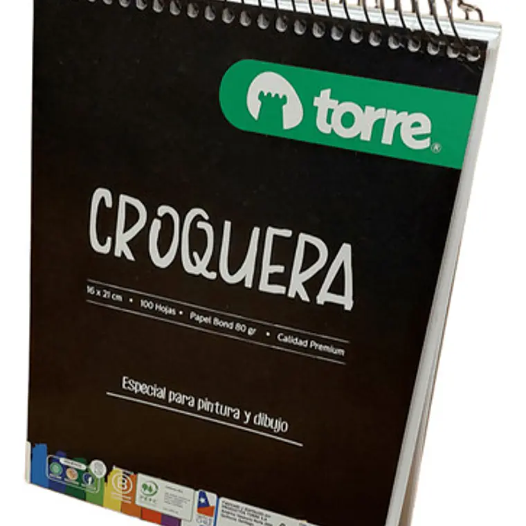 Croquera Torre Imagia 1/2 Oficio 16x21 Cms Papel Bond 80grs Color Blanco 3