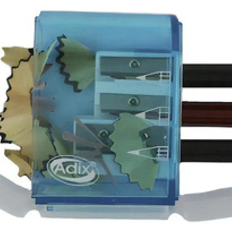 Sacapuntas Triple Con Contenedor Adix Color Azul 2