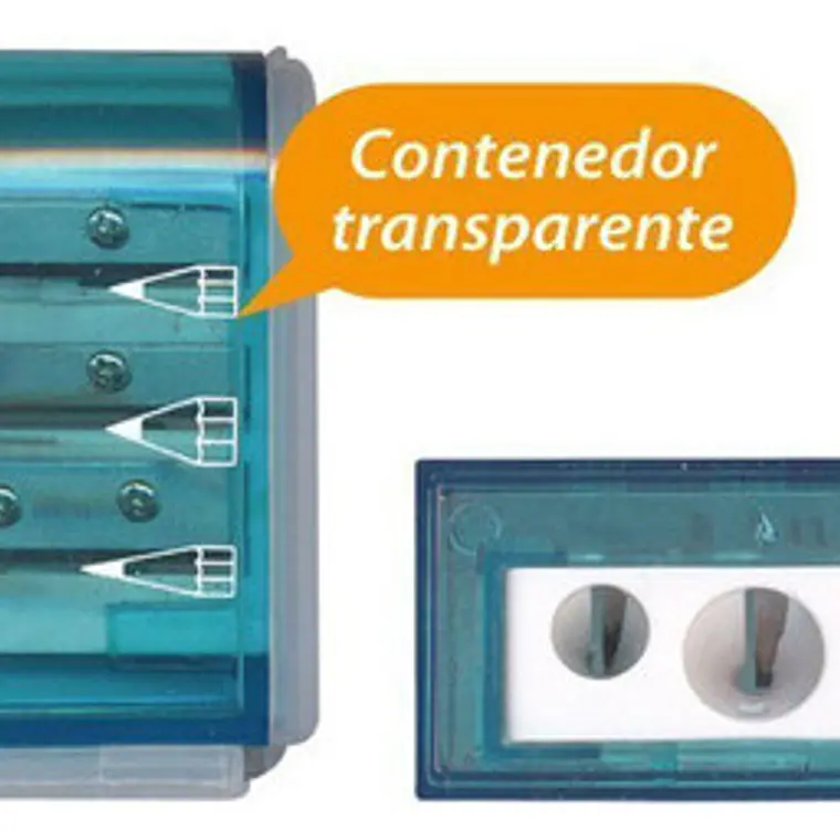 Sacapuntas Triple Con Contenedor Adix Color Azul 3