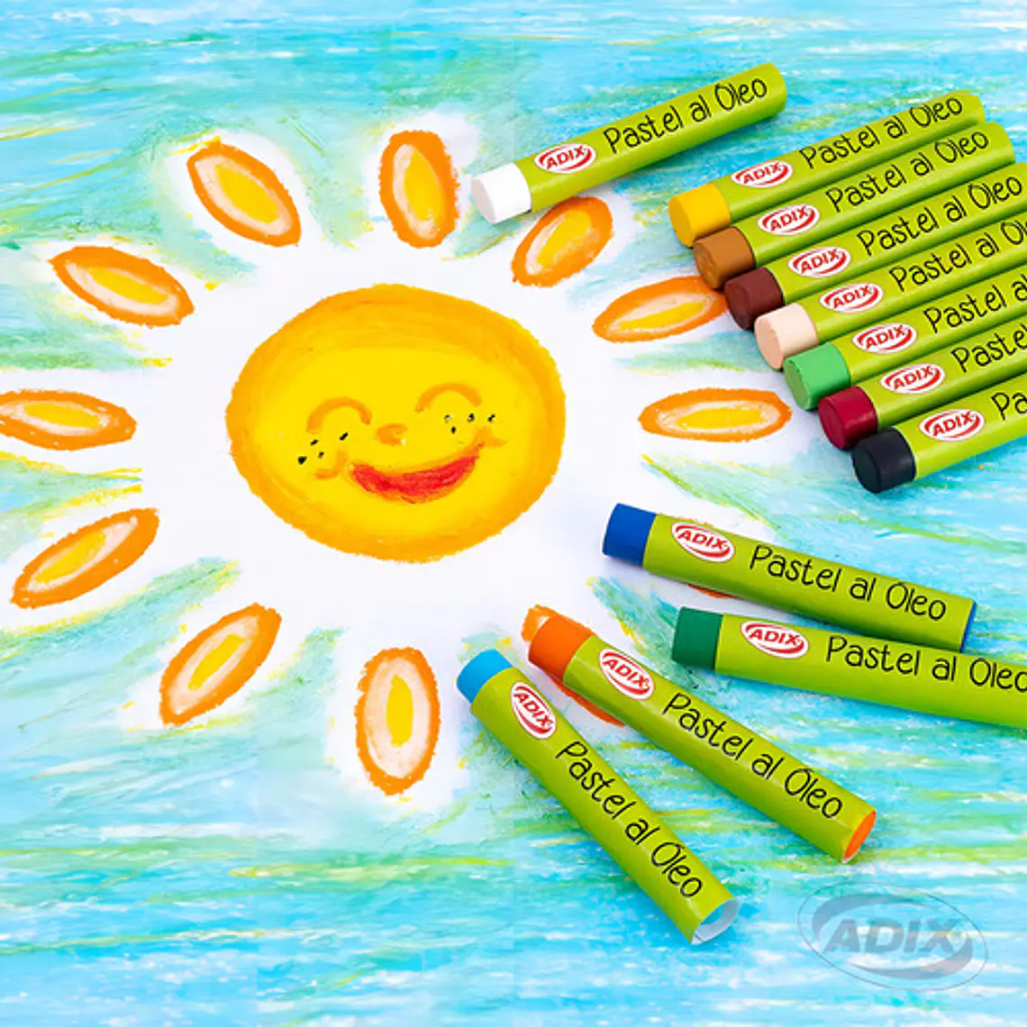 Crayón Óleo Pastel 12 Colores Adix 2