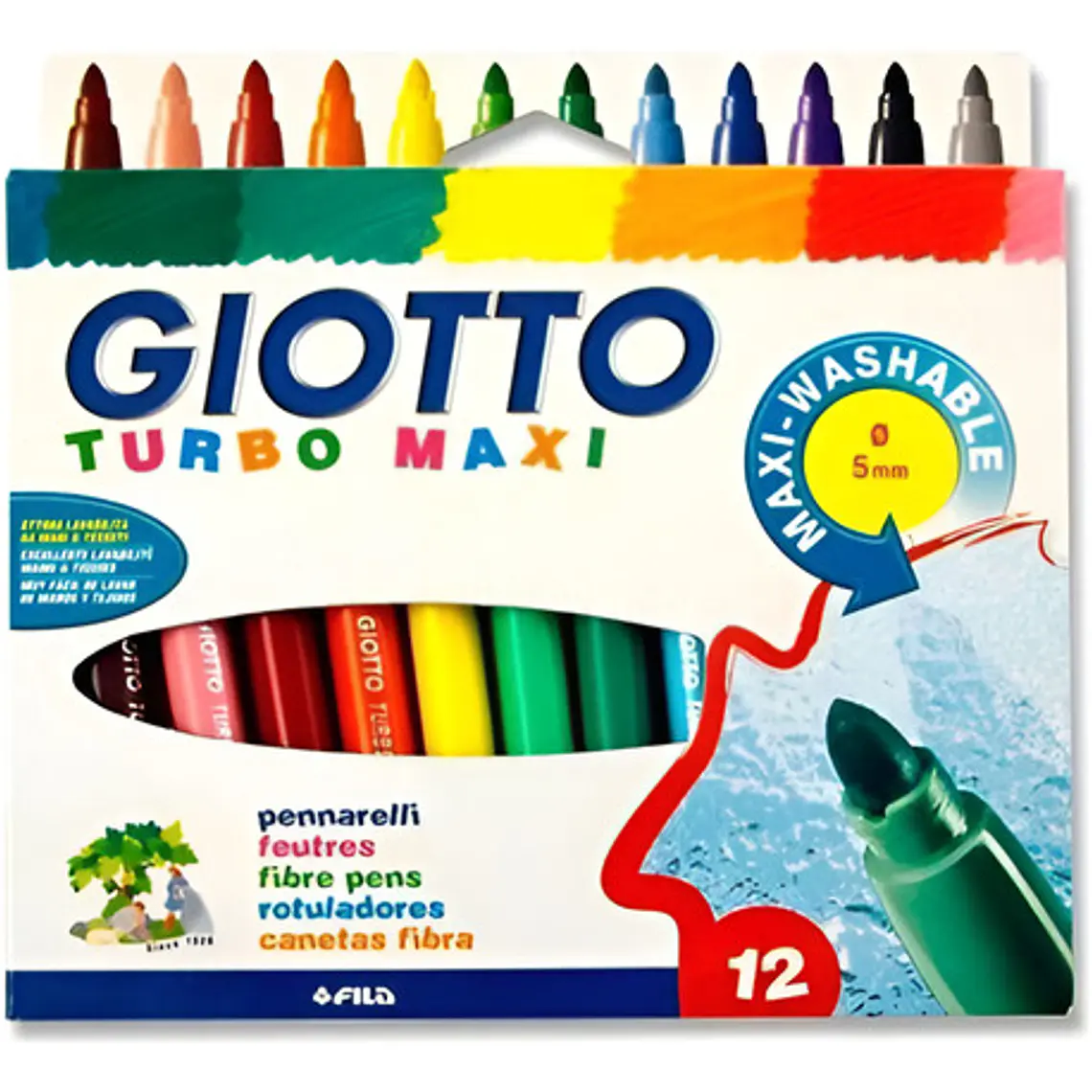 Bolígrafo Hidrográfico Giotto Turbo Maxi Con 12 Colores Color Amarillo 1