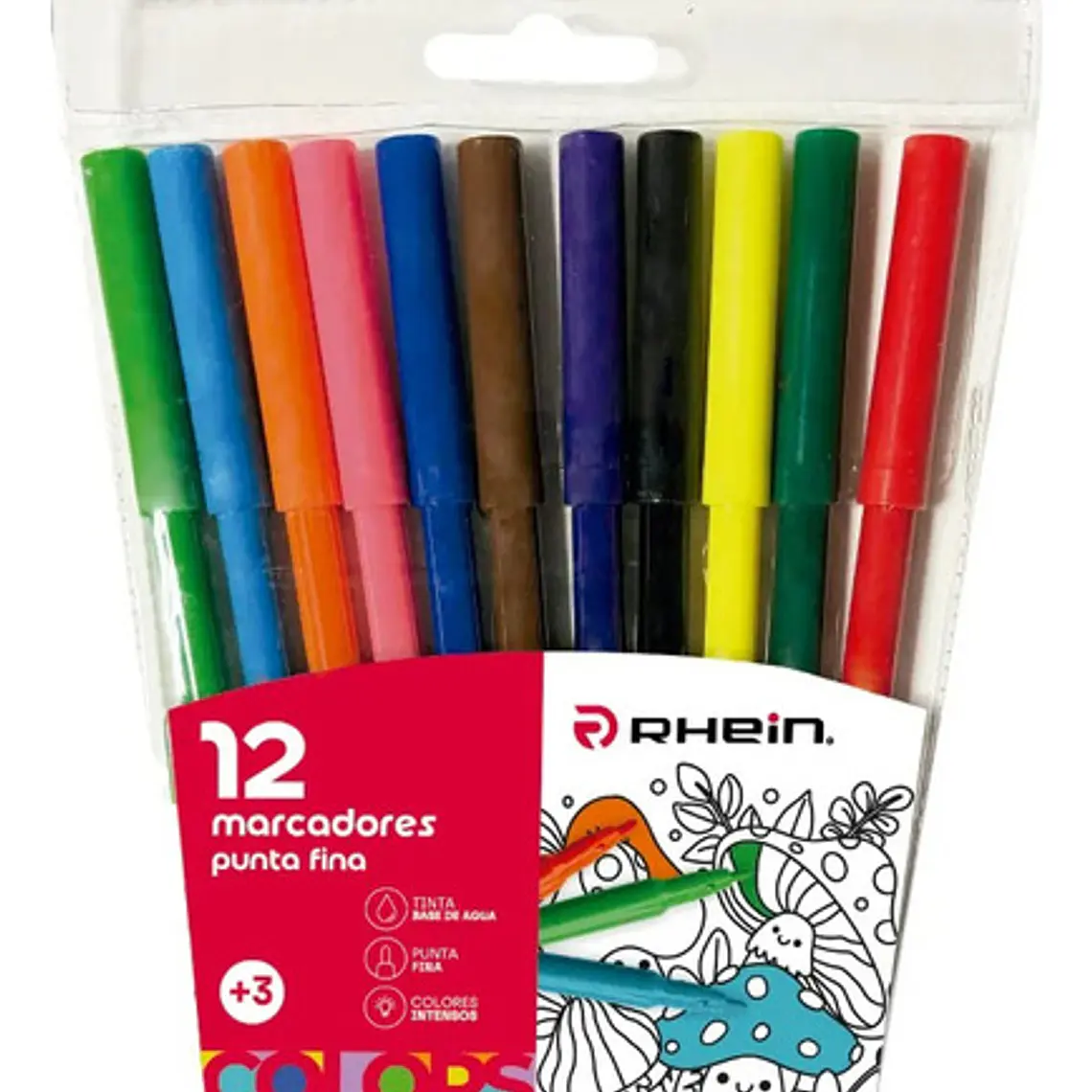 Marcadores Escolar Punta Delgada Rhein 12 Colores 4