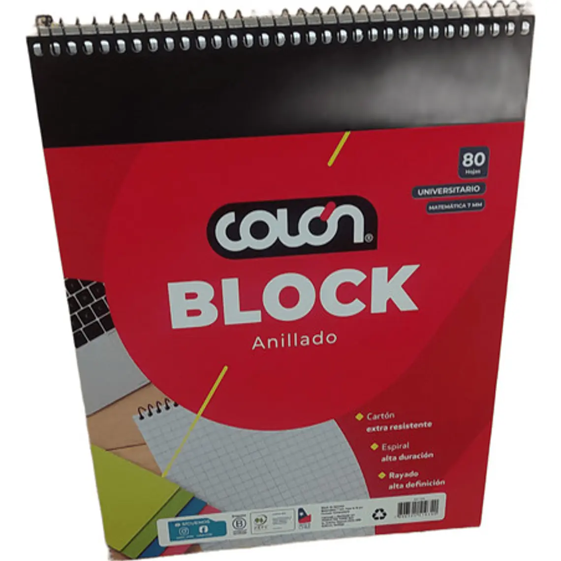 Block Anillado Universitario Colón Cuadriculado Con Espiral (7 Mm) 1