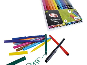 Set 12 Lápices Marcadores Finos Colores Adix