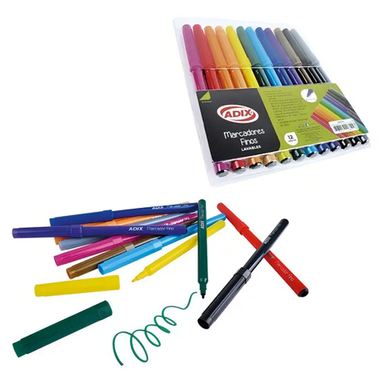 Set 12 Lápices Marcadores Finos Colores Adix 1