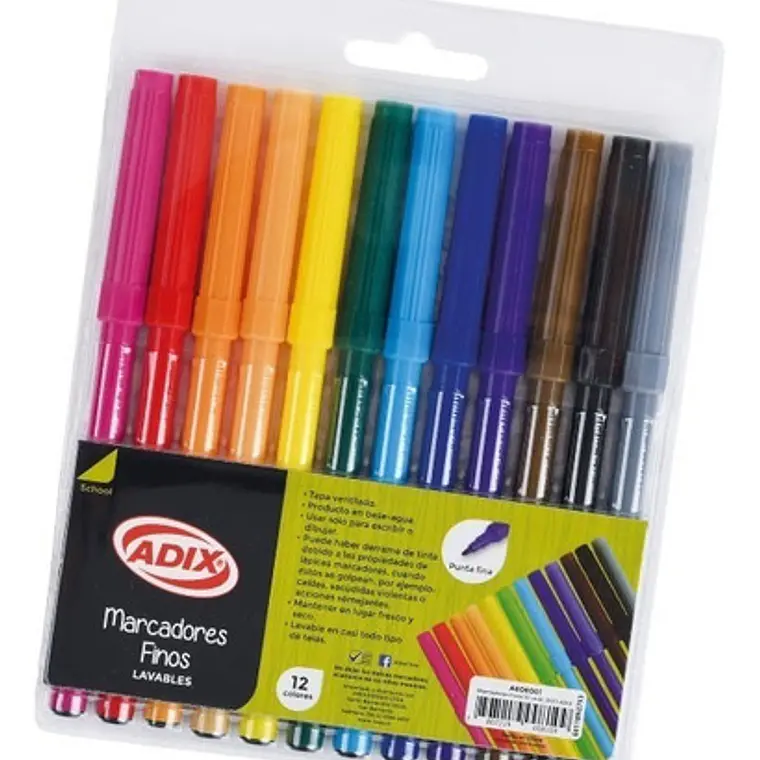 Set 12 Lápices Marcadores Finos Colores Adix 3