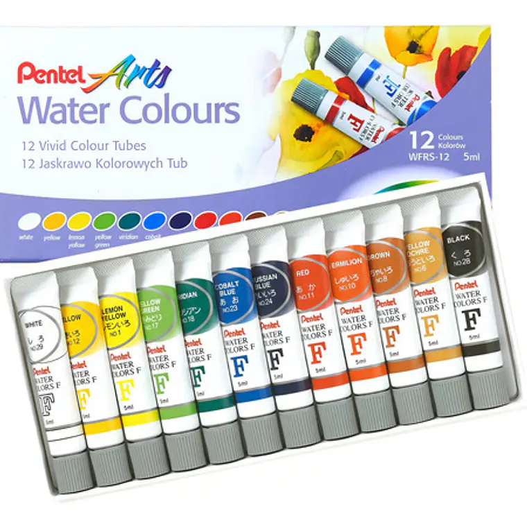 Tubos De Acuarela Pentel 12 Colores 5ml 4