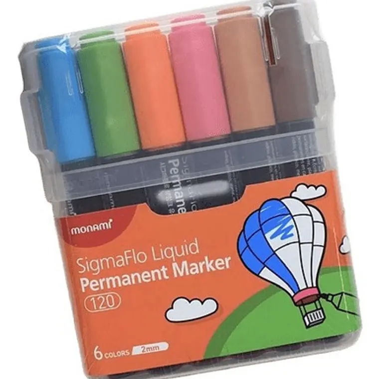 Marcador Permanente 2mm Monami 6 Colores 1
