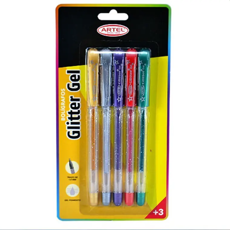 Bolígrafo Glitter Gel 5 Unidades Artel Exterior Surtido Multicolor 1